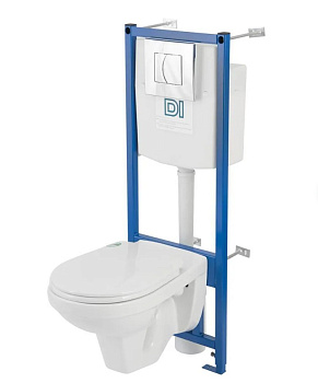 Инсталляция для унитаза ROSA с унитазом РИО DL кнопка БЕЛАЯ 